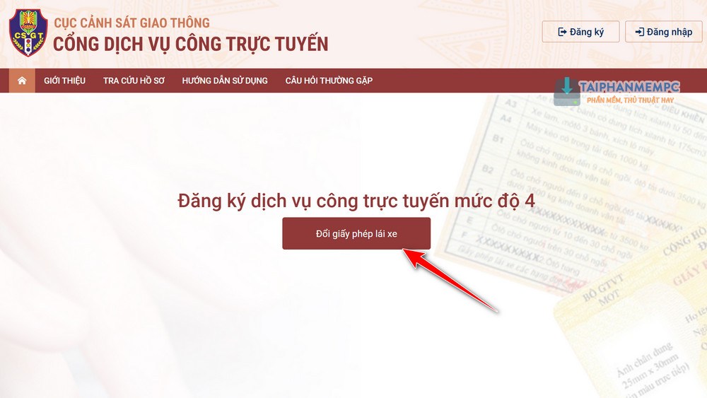huong dan doi giay phep lai xe online tren cong dich vu cong 1